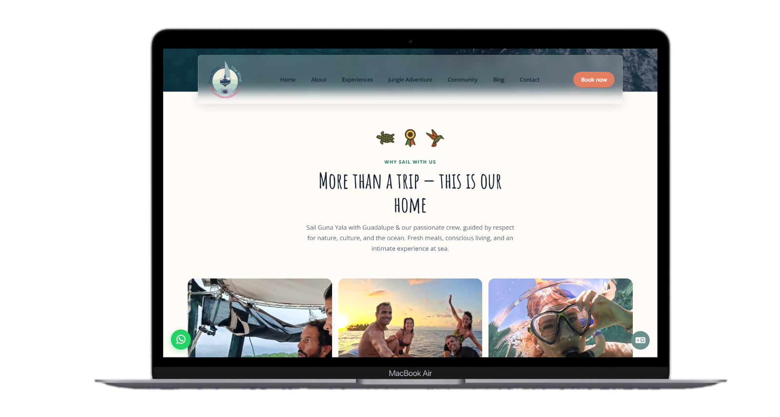 Sección 'Why sail with us', tres pilares con iconografía propia